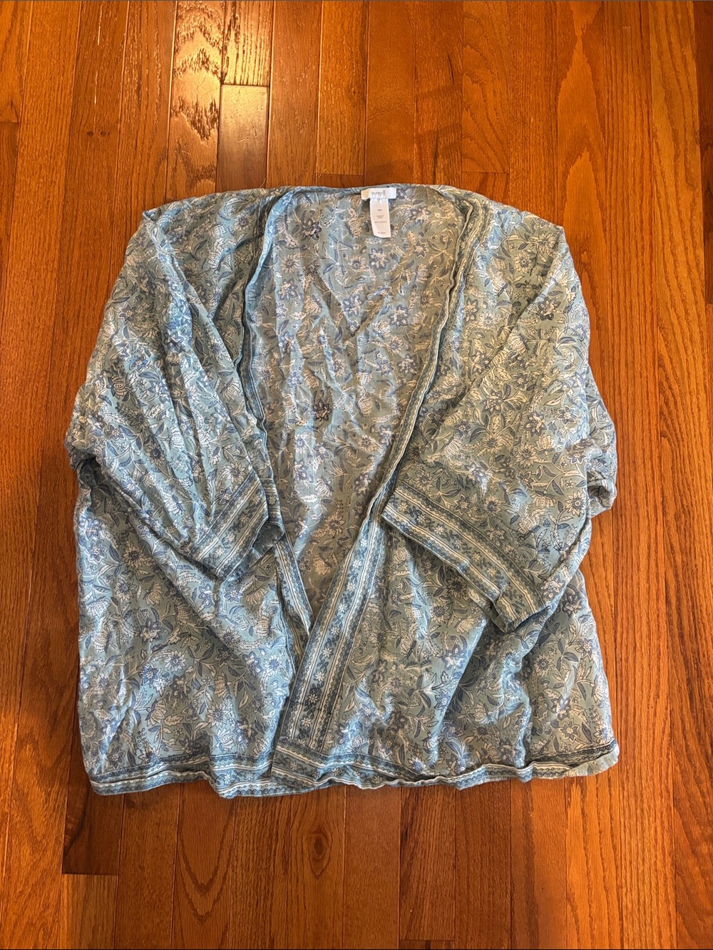 Lightweight Open-Front Cardigans in Navy Paisley & Pale Blue Floral - Size M-L - Picture 8 of 12